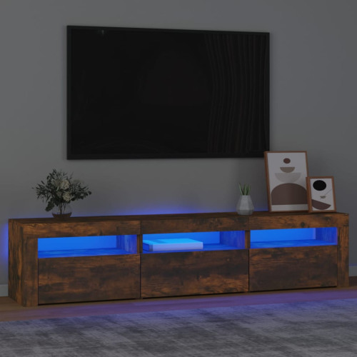 vidaXL Tv-bänk med LED-belysning rökfärgad ek 180x35x40 cm