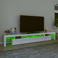 Produktbild för Tv-bänk med LED-belysning vit högglans 260x36,5x40 cm
