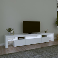 Produktbild för Tv-bänk med LED-belysning Vit 215x36,5x40 cm