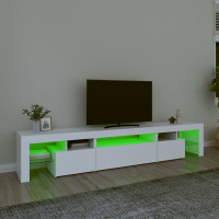 Produktbild för Tv-bänk med LED-belysning Vit 215x36,5x40 cm