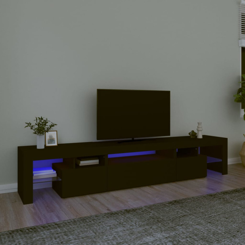 Produktbild för Tv-bänk med LED-belysning Svart 215x36,5x40 cm