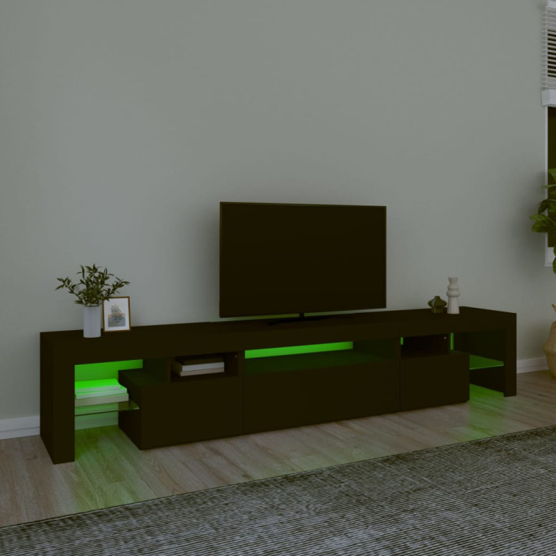 Produktbild för Tv-bänk med LED-belysning Svart 215x36,5x40 cm