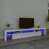 Miniatyr av produktbild för Tv-bänk med LED-belysning vit högglans 215x36,5x40 cm