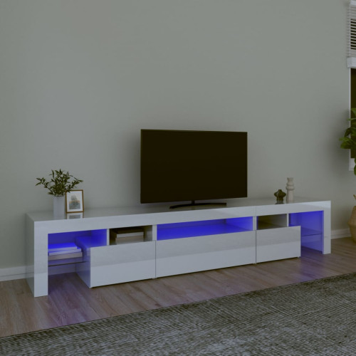 vidaXL Tv-bänk med LED-belysning vit högglans 215x36,5x40 cm