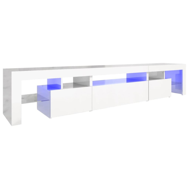 Produktbild för Tv-bänk med LED-belysning vit högglans 215x36,5x40 cm