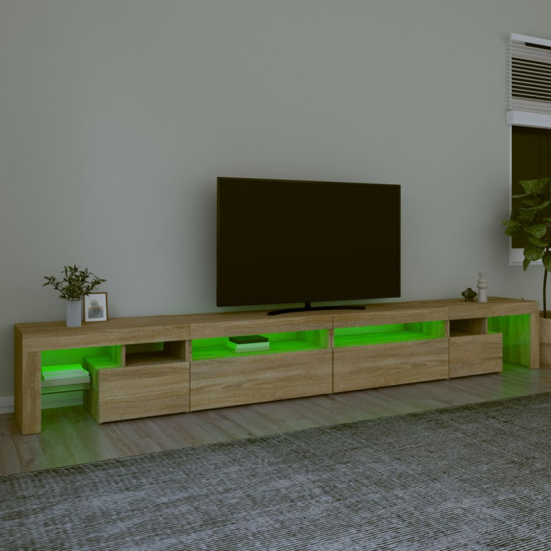 Produktbild för Tv-bänk med LED-belysning sonoma ek 290x36,5x40 cm