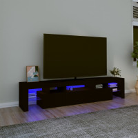 Produktbild för Tv-bänk med LED-belysning svart 200x36,5x40 cm