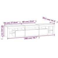 Produktbild för Tv-bänk med LED-belysning svart 200x36,5x40 cm