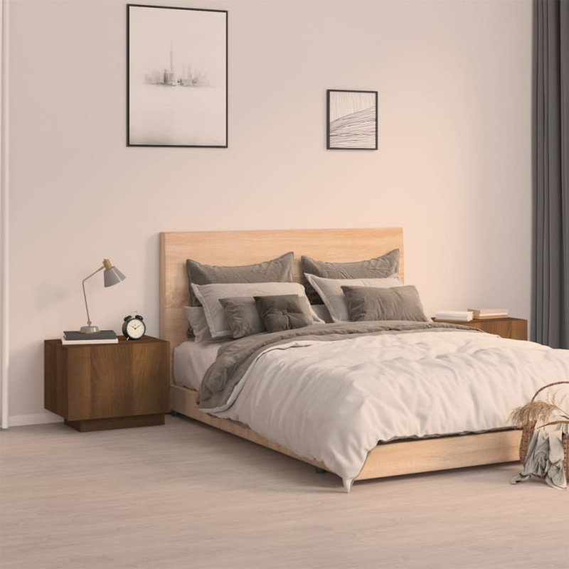 Produktbild för Sängbord rökfärgad Brun ek 100x35x40 cm konstruerat trä