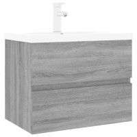 Produktbild för Badrumsskåp med inbyggt handfat grå sonoma konstruerat trä