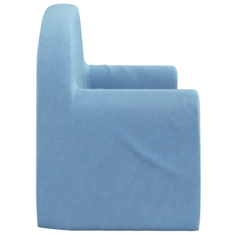 Produktbild för Barnsoffa 2-sits blå mjuk plysch