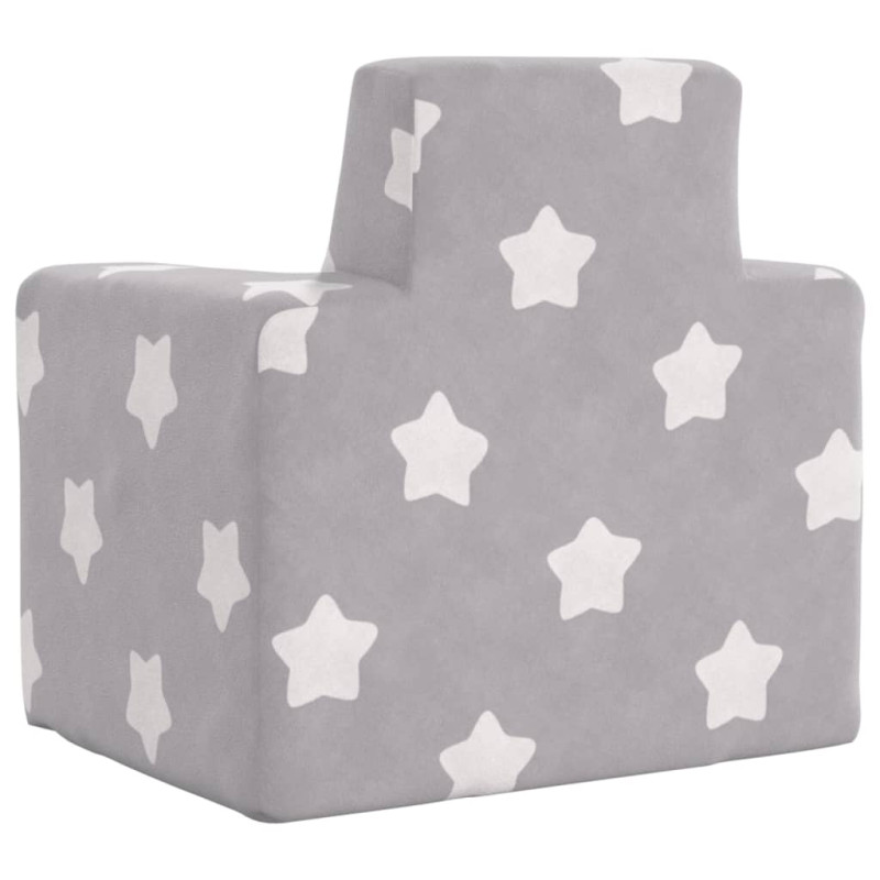 Produktbild för Barnsoffa ljusgrå med stjärnor mjuk plysch
