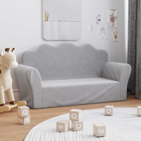 Miniatyr av produktbild för Barnsoffa 2-sits ljusgrå mjuk plysch