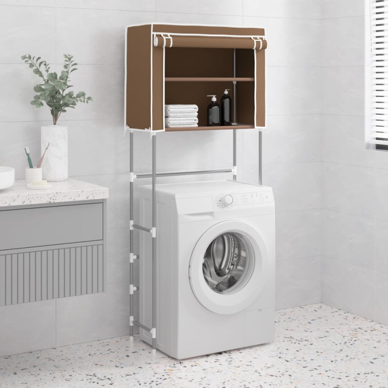 Produktbild för Hylla för tvättmaskin med 2 hyllplan brun 71x29,5x170,5 cm järn