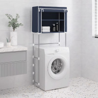 vidaXL Hylla för tvättmaskin med 2 hyllplan blå 71x29,5x170,5 cm järn