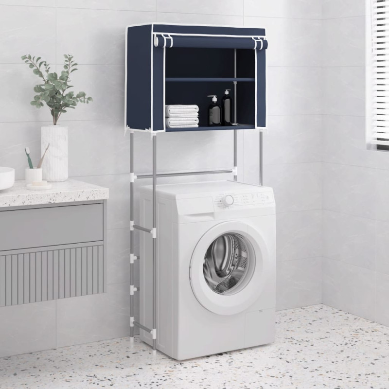 Produktbild för Hylla för tvättmaskin med 2 hyllplan blå 71x29,5x170,5 cm järn