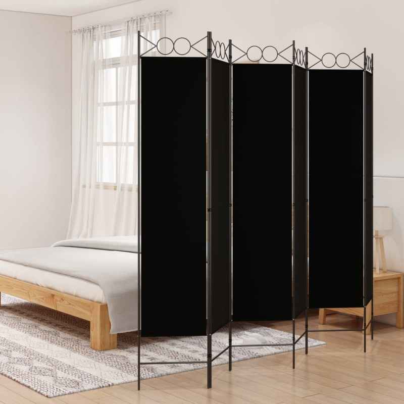 Produktbild för Rumsavdelare 6 paneler svart 240x200 cm tyg