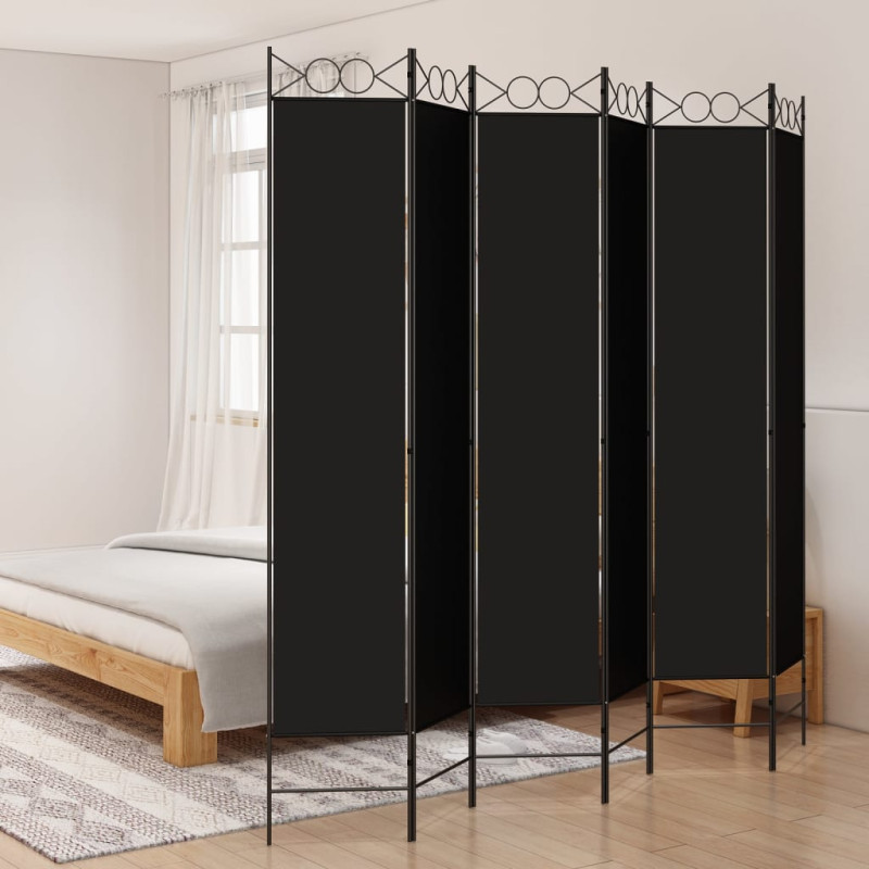 Produktbild för Rumsavdelare 6 paneler svart 240x220 cm tyg