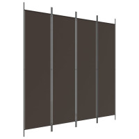 Produktbild för Rumsavdelare 4 paneler brun 200x200 cm tyg