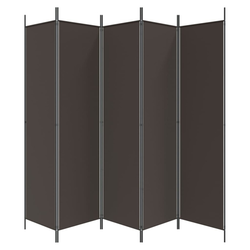Produktbild för Rumsavdelare 5 paneler brun 250x200 cm tyg