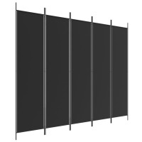 Produktbild för Rumsavdelare 5 paneler svart 250x200 cm tyg