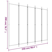 Produktbild för Rumsavdelare 5 paneler svart 250x200 cm tyg