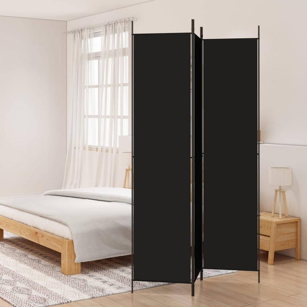 Produktbild för Rumsavdelare 3 paneler 150x220 cm svart tyg