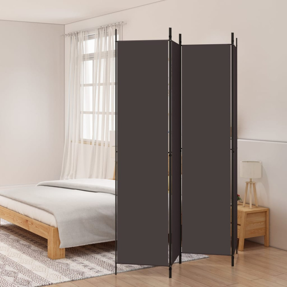 Produktbild för Rumsavdelare 4 paneler brun 200x220 cm tyg