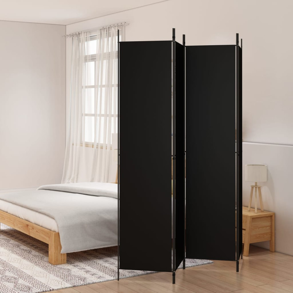 Produktbild för Rumsavdelare 4 paneler svart 200x220 cm tyg