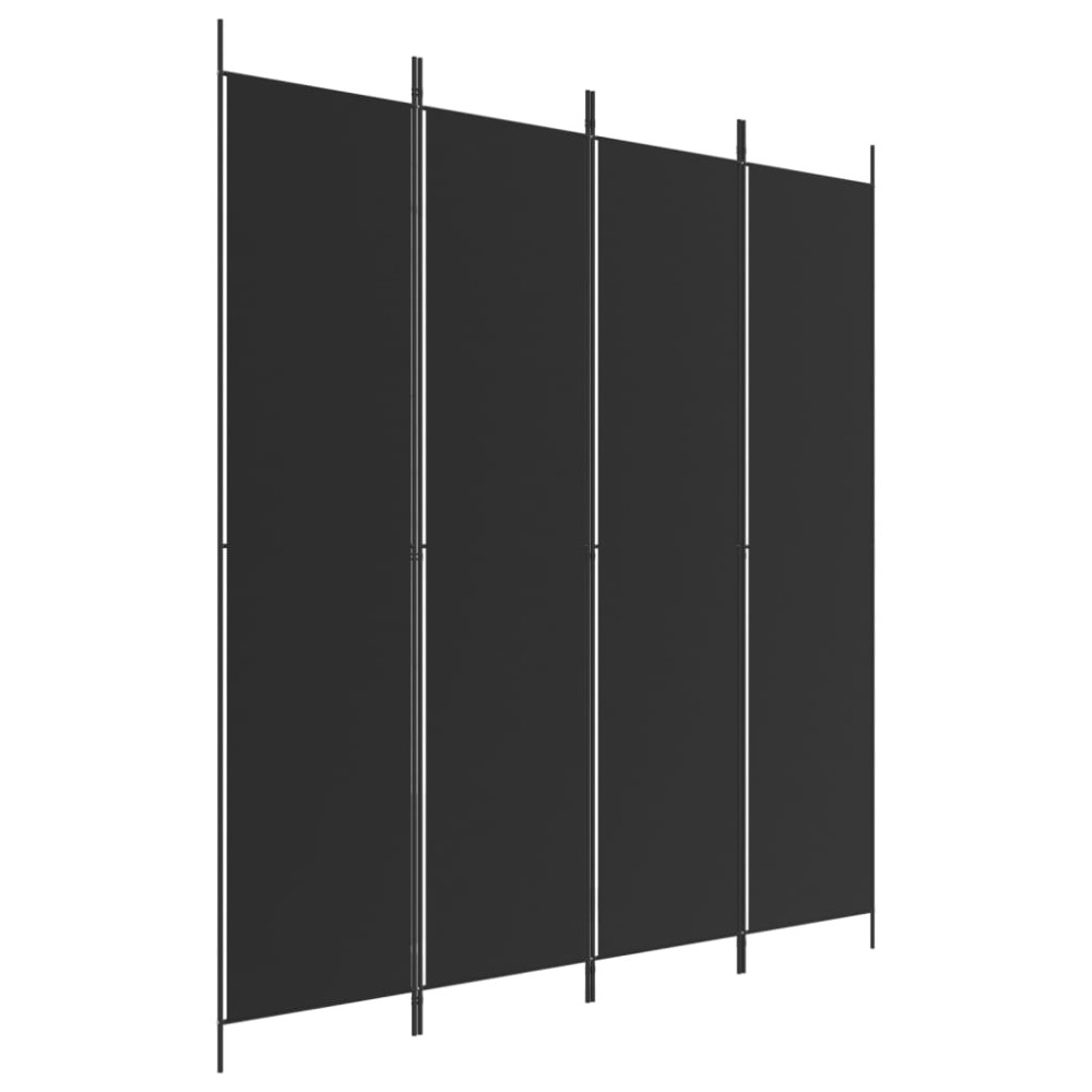 Produktbild för Rumsavdelare 4 paneler svart 200x220 cm tyg