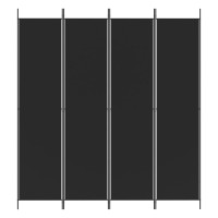 Produktbild för Rumsavdelare 4 paneler svart 200x220 cm tyg