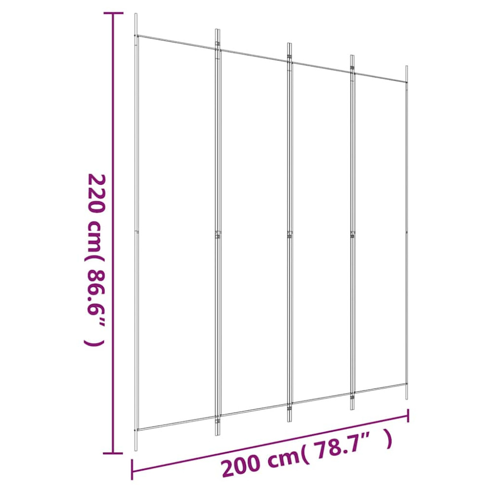 Produktbild för Rumsavdelare 4 paneler svart 200x220 cm tyg