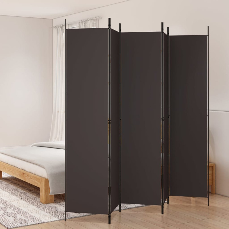 Produktbild för Rumsavdelare 5 paneler brun 250x220 cm tyg