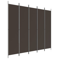 Miniatyr av produktbild för Rumsavdelare 5 paneler brun 250x220 cm tyg