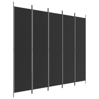 Produktbild för Rumsavdelare 5 paneler svart 250x220 cm tyg