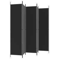 Produktbild för Rumsavdelare 5 paneler svart 250x220 cm tyg