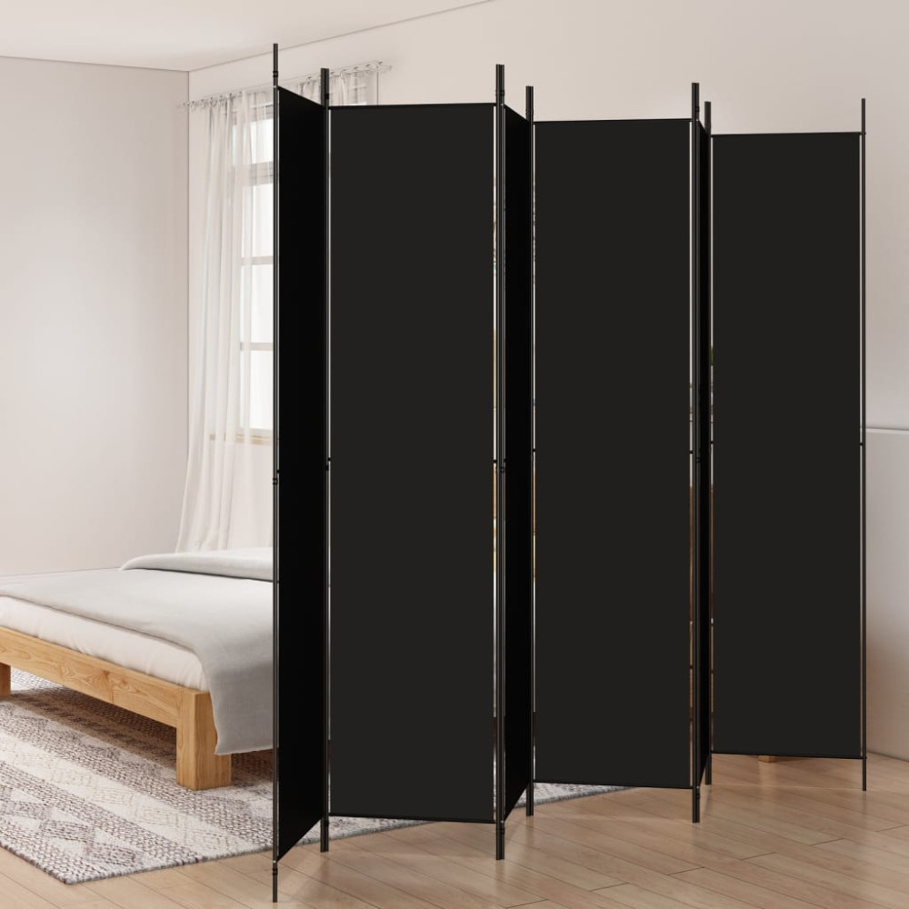 Produktbild för Rumsavdelare 6 paneler svart 300x220 cm tyg