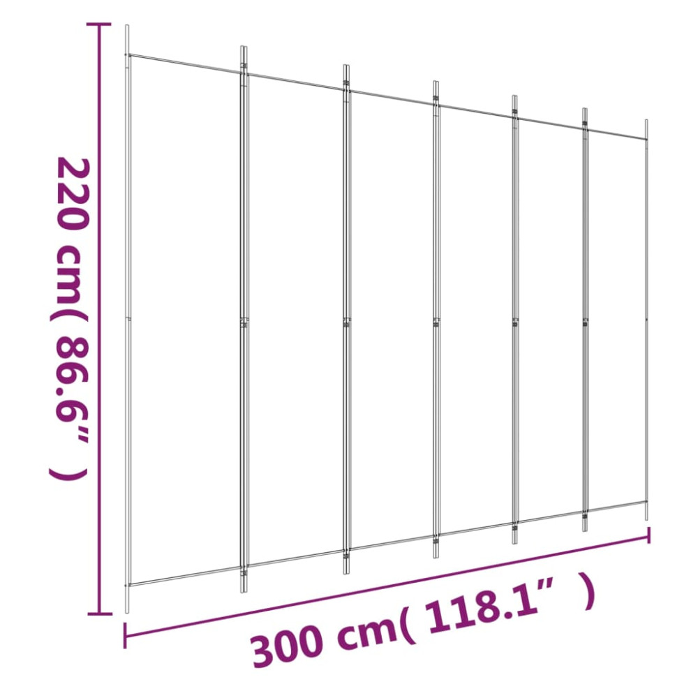 Produktbild för Rumsavdelare 6 paneler svart 300x220 cm tyg