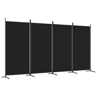 Miniatyr av produktbild för Rumsavdelare 4 paneler svart 346x180 cm tyg