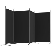 Miniatyr av produktbild för Rumsavdelare 4 paneler svart 346x180 cm tyg
