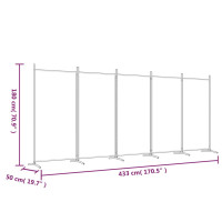Miniatyr av produktbild för Rumsavdelare 5 paneler vit 433x180 cm tyg