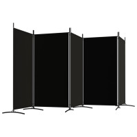 Miniatyr av produktbild för Rumsavdelare 5 paneler svart 433x180 cm tyg