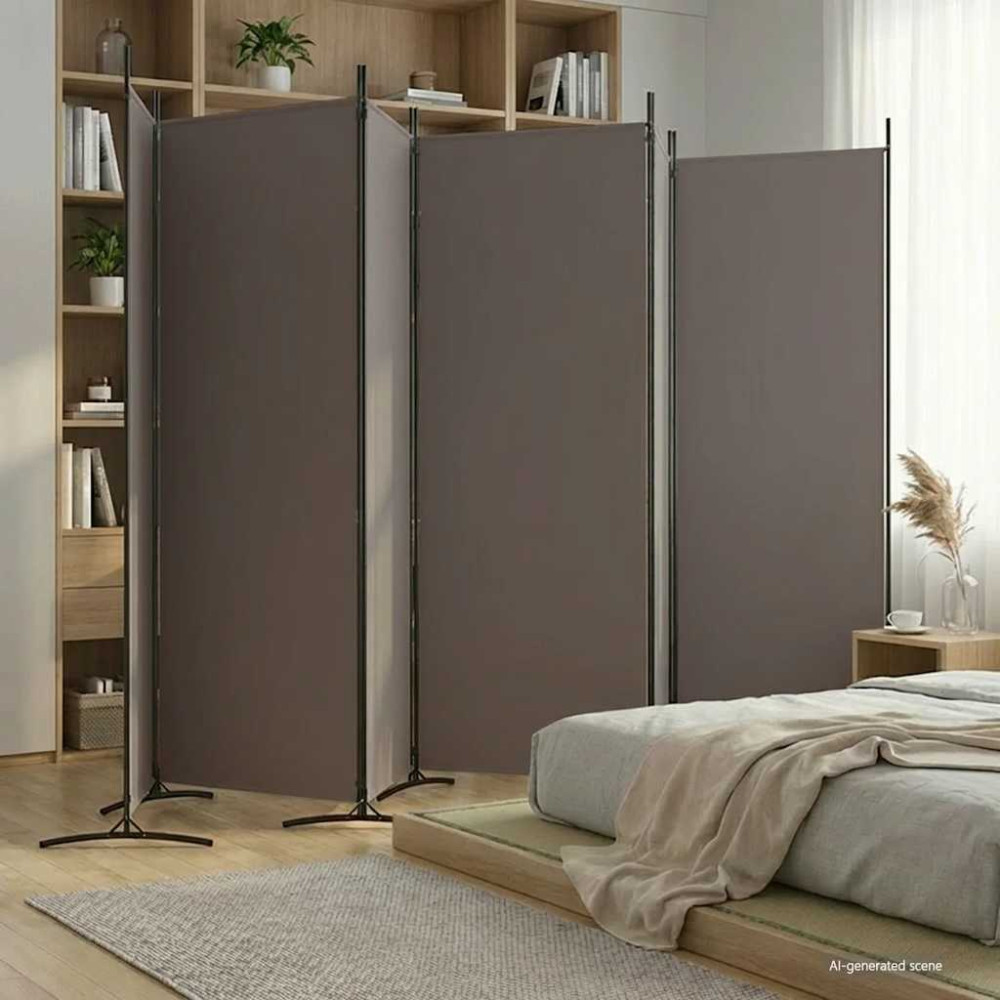 Produktbild för Rumsavdelare 6 paneler antracit 520x180 cm tyg