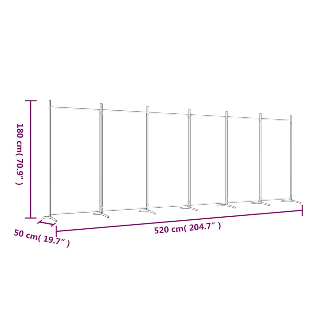 Produktbild för Rumsavdelare 6 paneler antracit 520x180 cm tyg