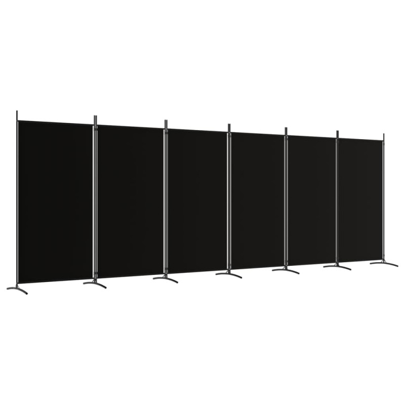 Produktbild för Rumsavdelare 6 paneler svart 520x180 cm tyg