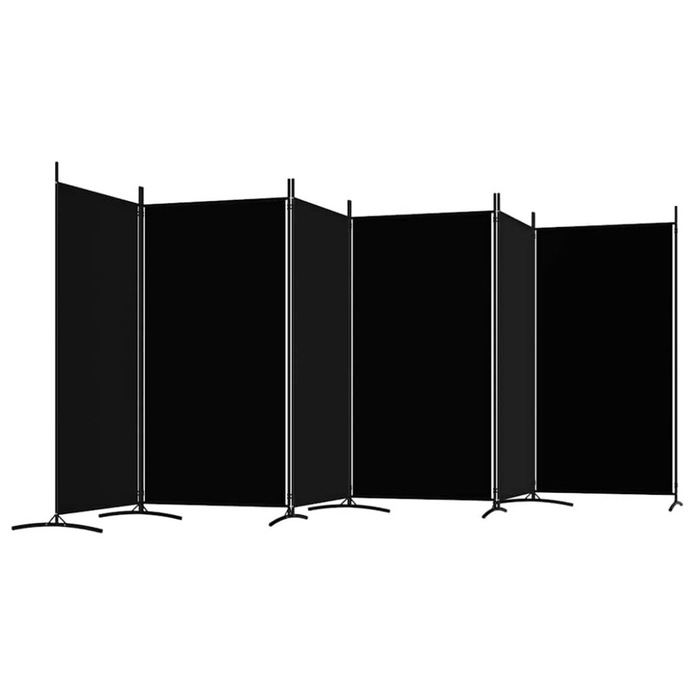 Produktbild för Rumsavdelare 6 paneler svart 520x180 cm tyg