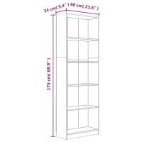 Produktbild för Bokhylla 5 hyllor rökfärgad ek 60x24x175 cm konstruerat trä