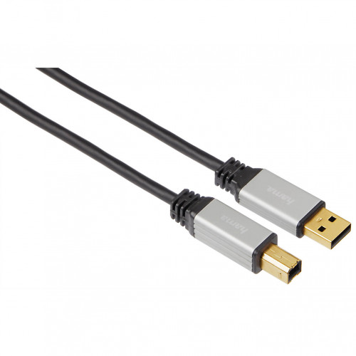 Hama Kabel USB A-B Guld Pro Svart 5m