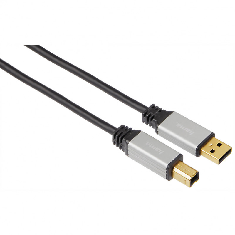 Produktbild för Kabel USB A-B Guld Pro Svart 5m