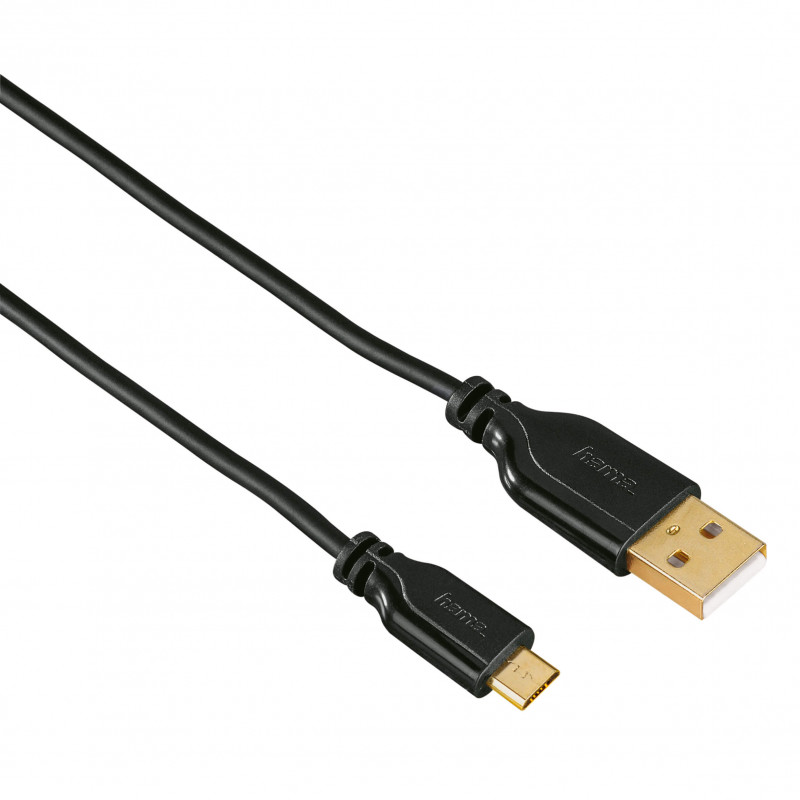 Produktbild för Kabel USB-USB-Micro B Guld Svart 0.75m